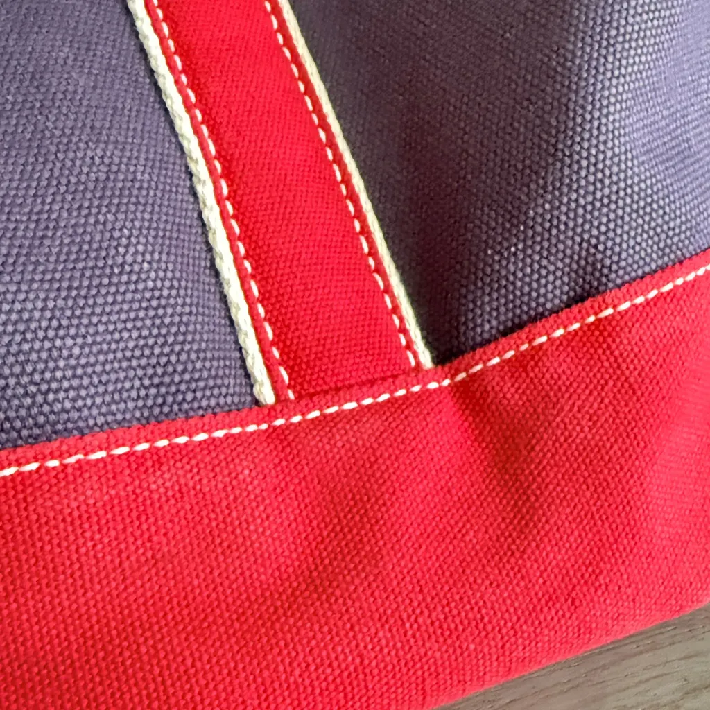 Vintage Lands’ End Extra Large Canvas Pocket Tote Navy Red Organizer XL Pockets - Image 15