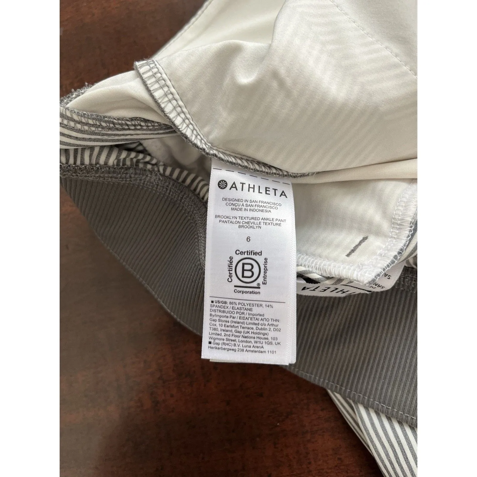 Athleta Striped Brooklyn Textured Ankle Pant Gray & White Women’s Size 6 - Image 10