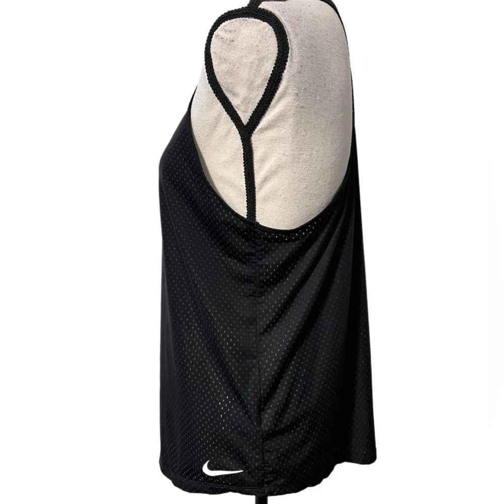 NIKE large dri-fit black tank athletic scoop neck halter pullover sleeveless gym - Image 9