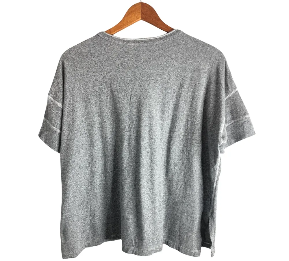 American Eagle Grey Short Sleeve Relaxed Buttoned T-shirt - Image 2