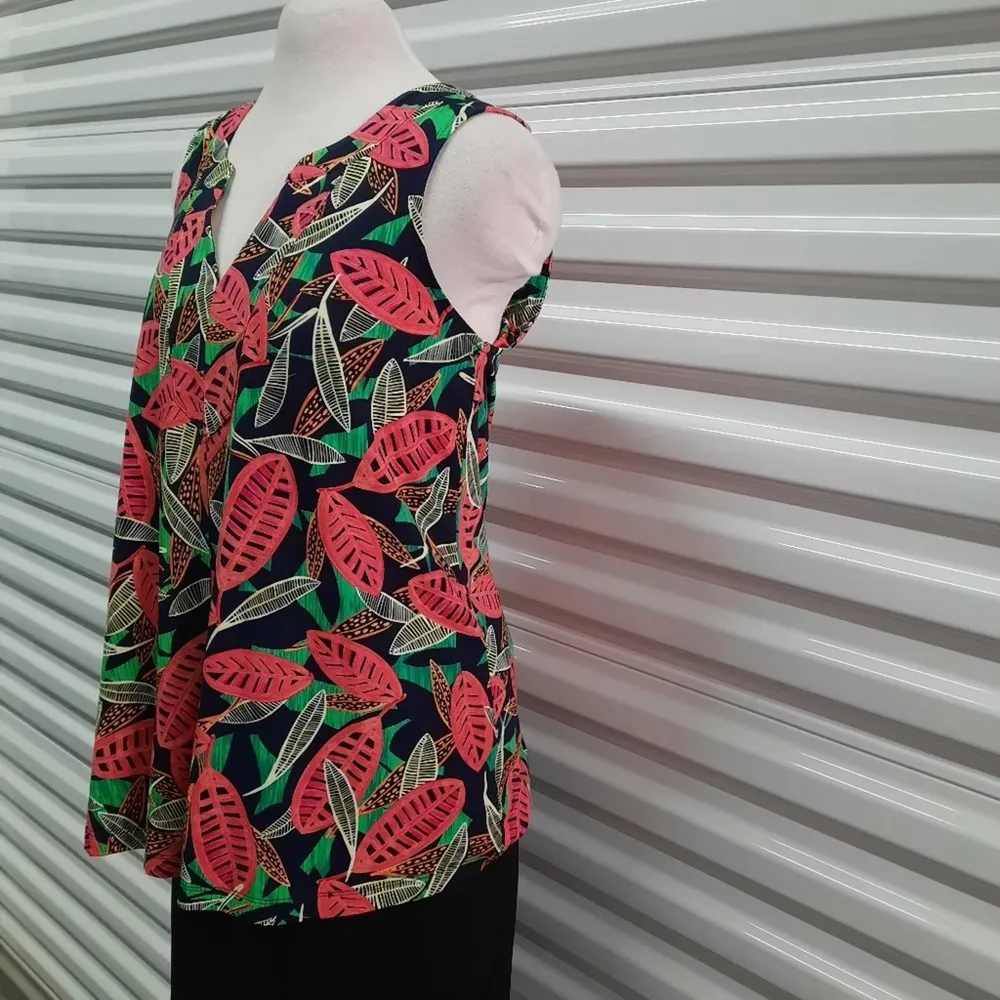 Nic+Zoe Canopy Tank Top Womens Small Black Pink Floral Sleeveless Blouse Shirt - Image 7