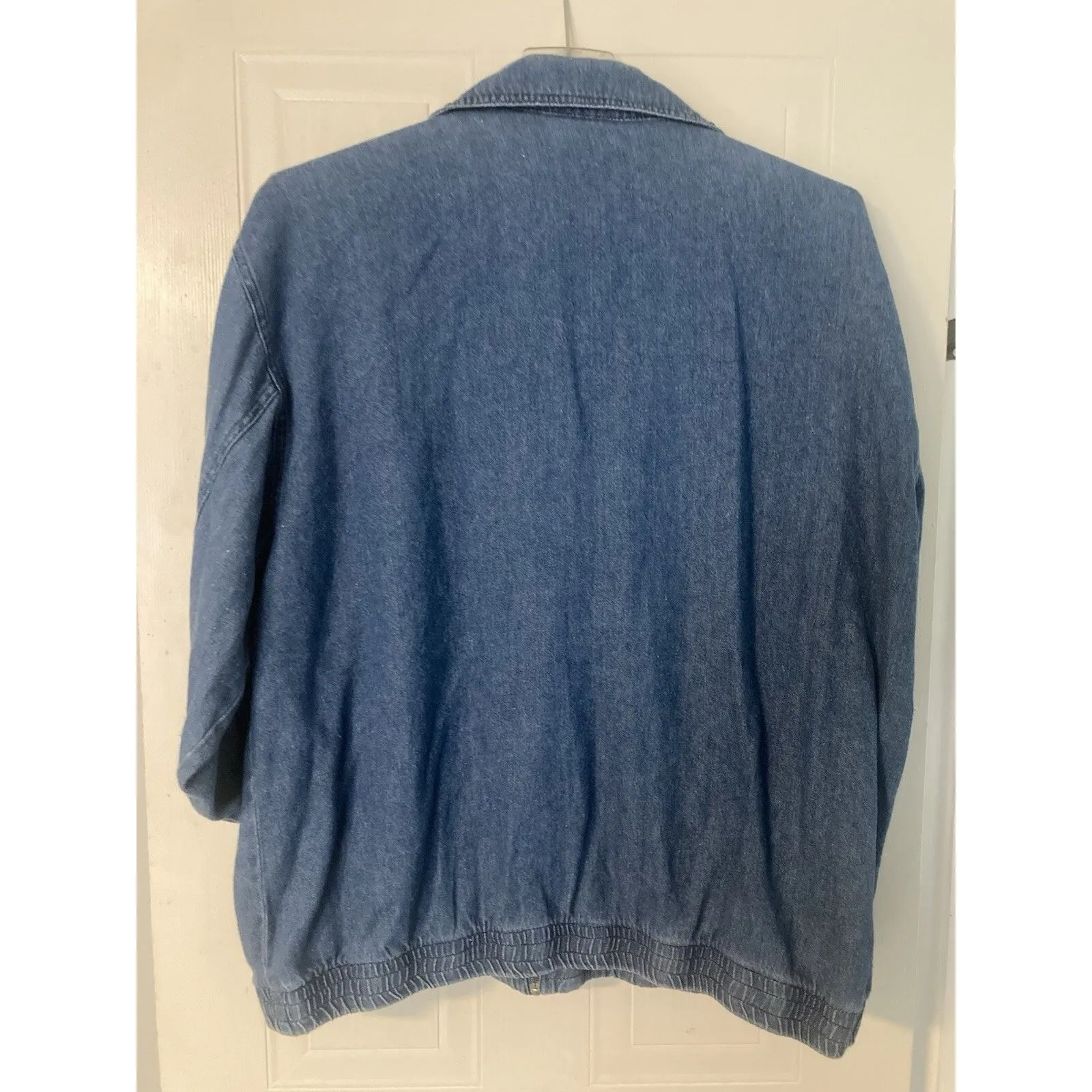 Vtg Y2K Denim Studded Jacket Rhinestones Blue Jean 1X Pockets OUT BROOK Size XL - Image 4