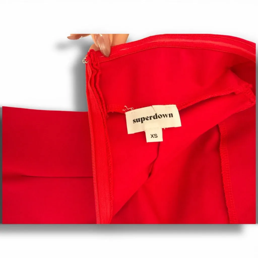 Superdown Lilian Strapless Red Midi Dress XS - Image 6