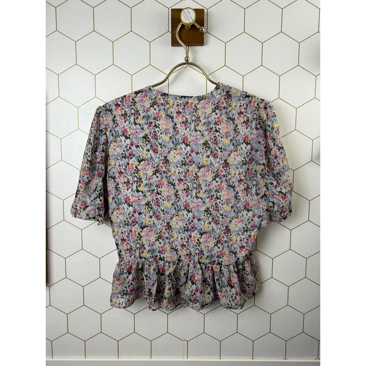 All Saints Ilia Pink Floral Wrap Sketch Top - Size - 6 - Image 5