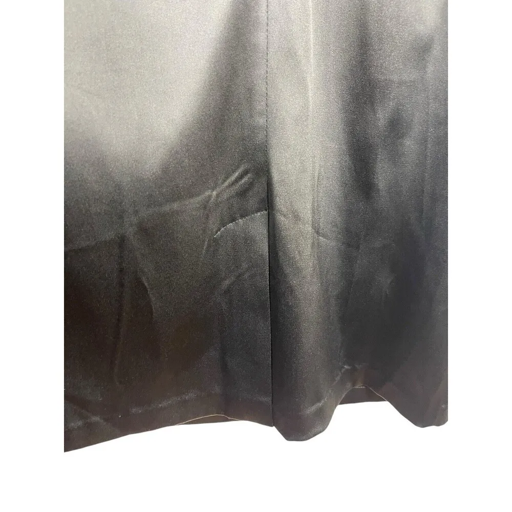 Satin Feel Sleeveless Tapered Waist Knee Sheath Black Dress 8 - Image 9