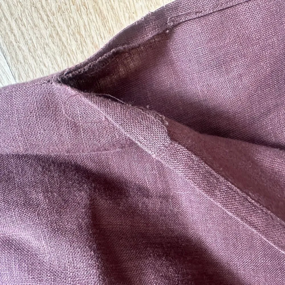 Maggy London Petite‎ Mauve Linen Dress with Fish Button Detail Cap Sleeve Size 8 - Image 8