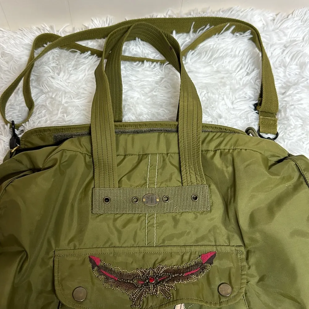 Large Nylon Tote/ Carryon Bag Green - Image 3