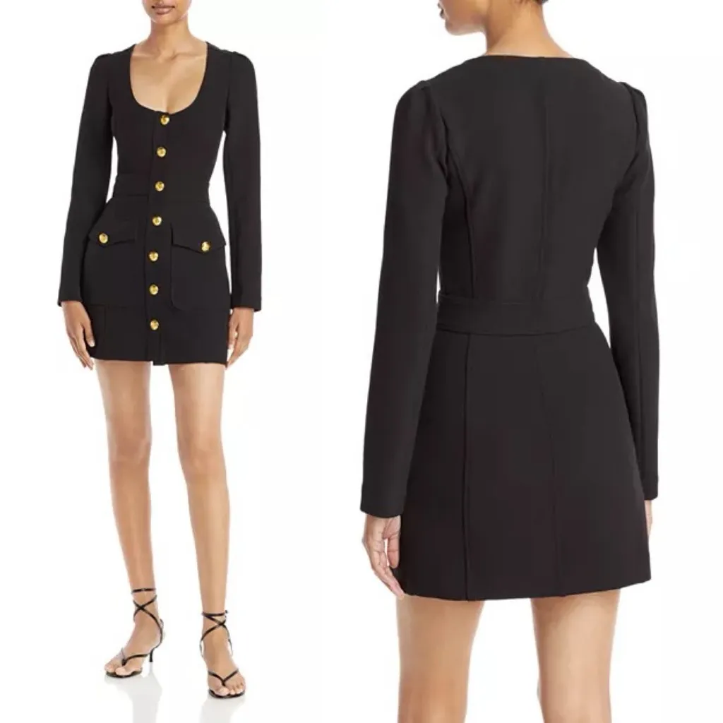 A.L.C. Ivy Black Blazer Mini Dress Gold Buttons Long Sleeve Size 6 NWT - Image 11