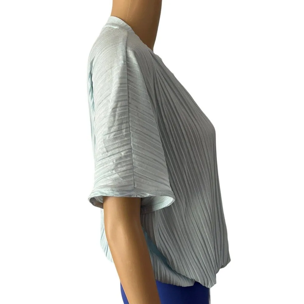 A New Day Powder Blue Ribbed Oversized Stretchy Gathered Waist Top Size Small - Image 2