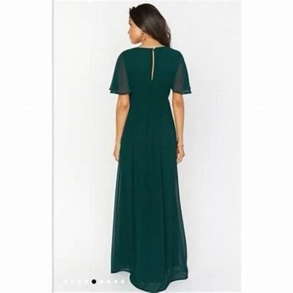 Show Me Your Mumu NWT Emily Empire Maxi Dress in Emerald Chiffon Sz XXS - Image 3