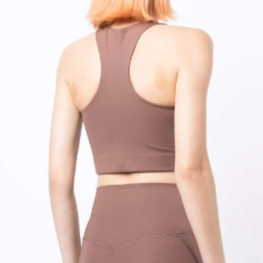 Girlfriend Collective Paloma Longline Sports Bra Tan/Mauve Size S - Image 3