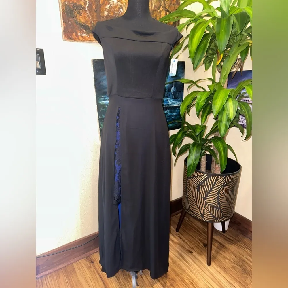 NWT NEW YOUR COMPANY BLACK AND ROYAL BLUE GOWN. Double skirt Sz Small - Image 4