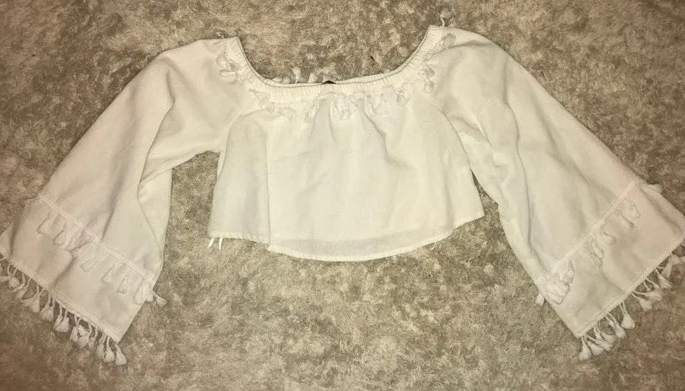 Cream Crop Top With Fringe Tan Size XS - Image 3