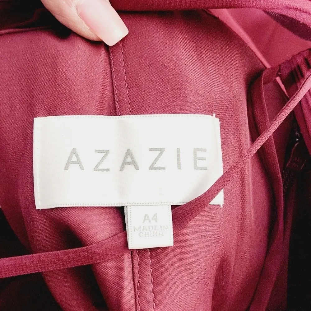 Azazie Avelina Floor Length Dress In Cabernet Size: 4 - Image 12