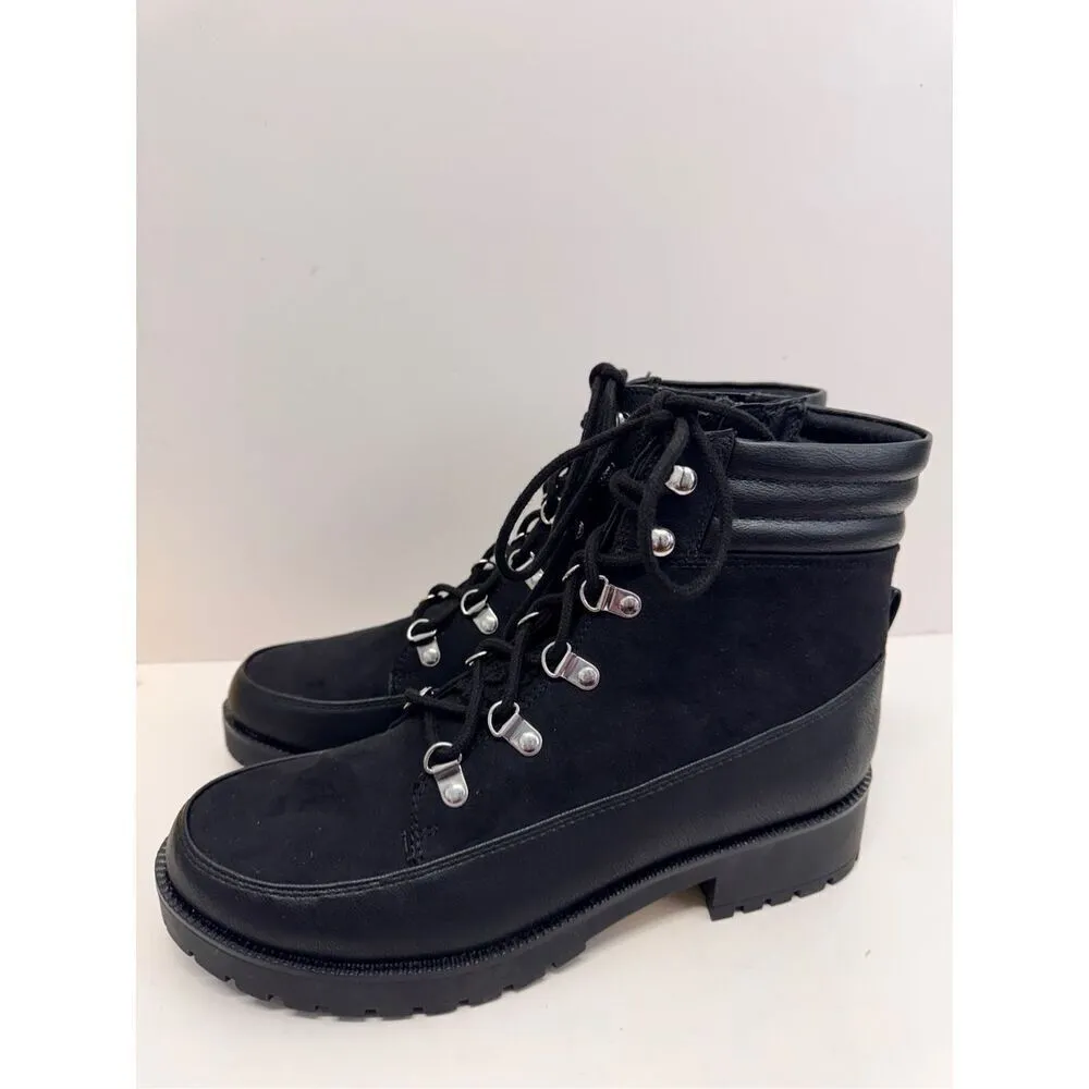 Style & Co Winter Boots Size 8 Black Lace Up‎ Block Heel Memory Foam Comfort - Image 3