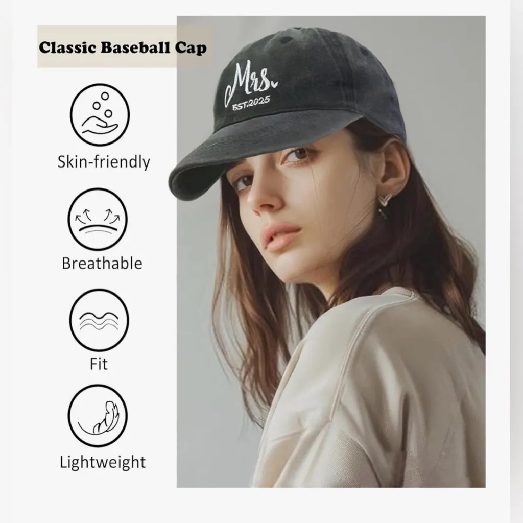 NEW Mr & Mrs Hats Bridal Shower Gifts Wedding Engagement Newlywed Baseball Cap Gray - Image 5