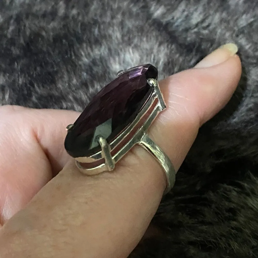 Purple Amethyst Faceted Ring Size 9 - Image 4