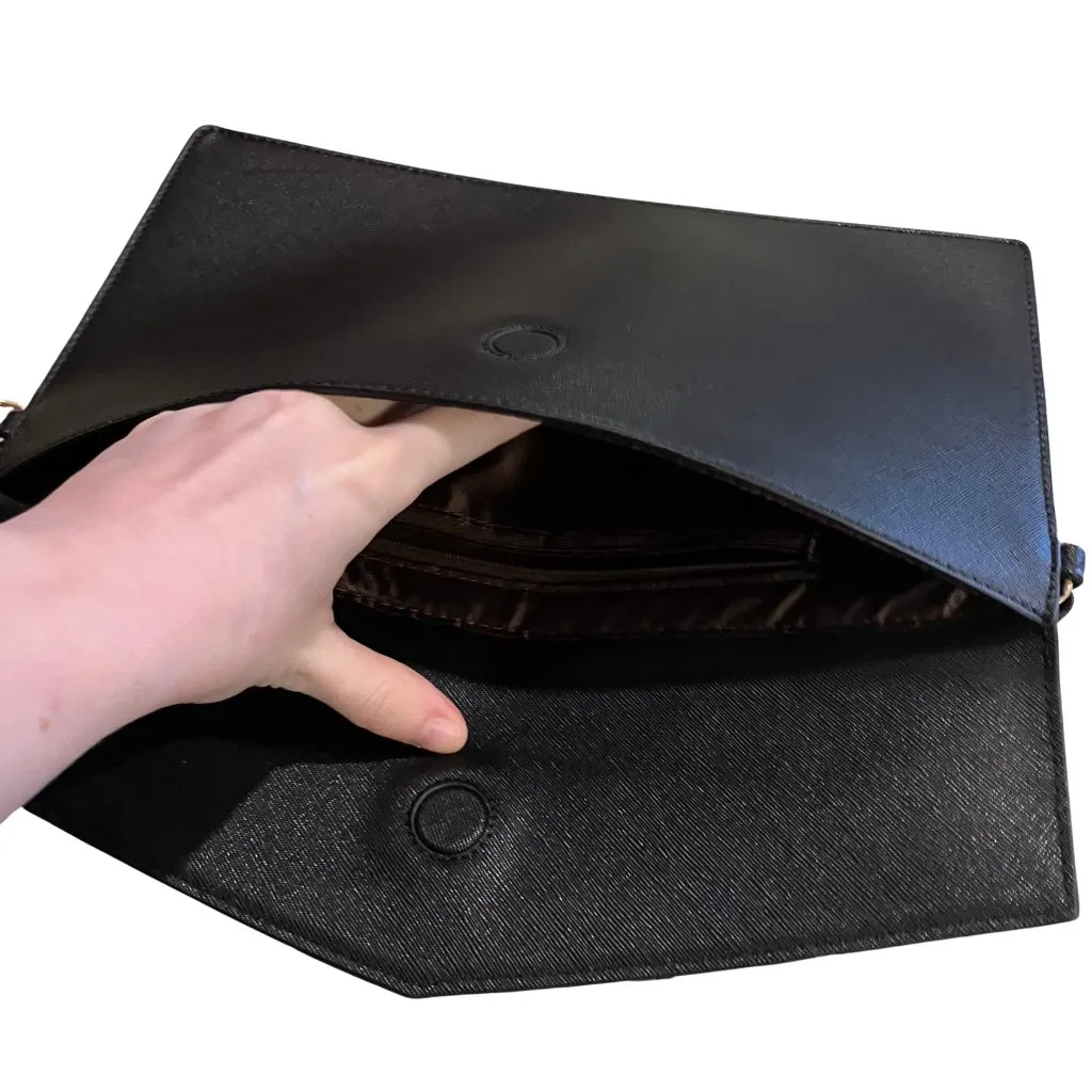Lovevook Oversized Black Envelope Clutch Vegan Leather Wristlet 12” x 7.5” - Image 4