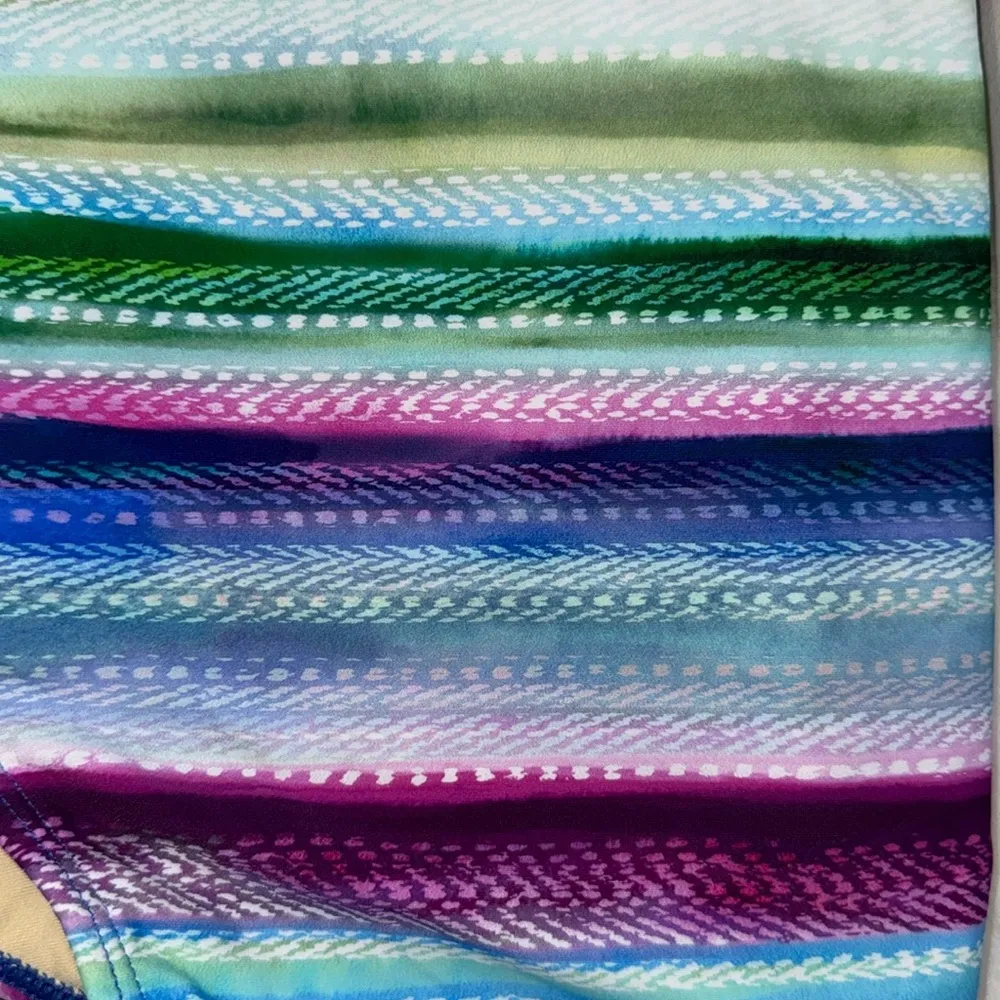 Swimsuits For All Striped Halter One Piece Swimsuit Women’s 18 Tummy Control UPF Blue - Image 12