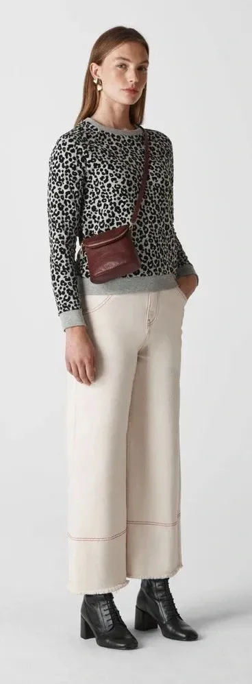 Whistles Cheetah Flocked Sweatshirt Grey Marl Size XS Gray - Image 1