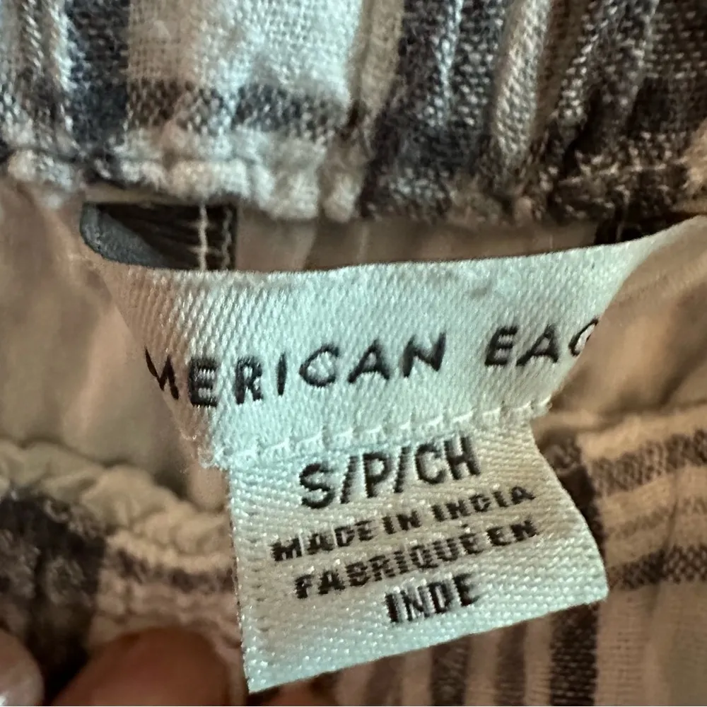 Linen Blend American Eagle Plaid Pull On Pocket Pants with Lining Womens Small - Image 7