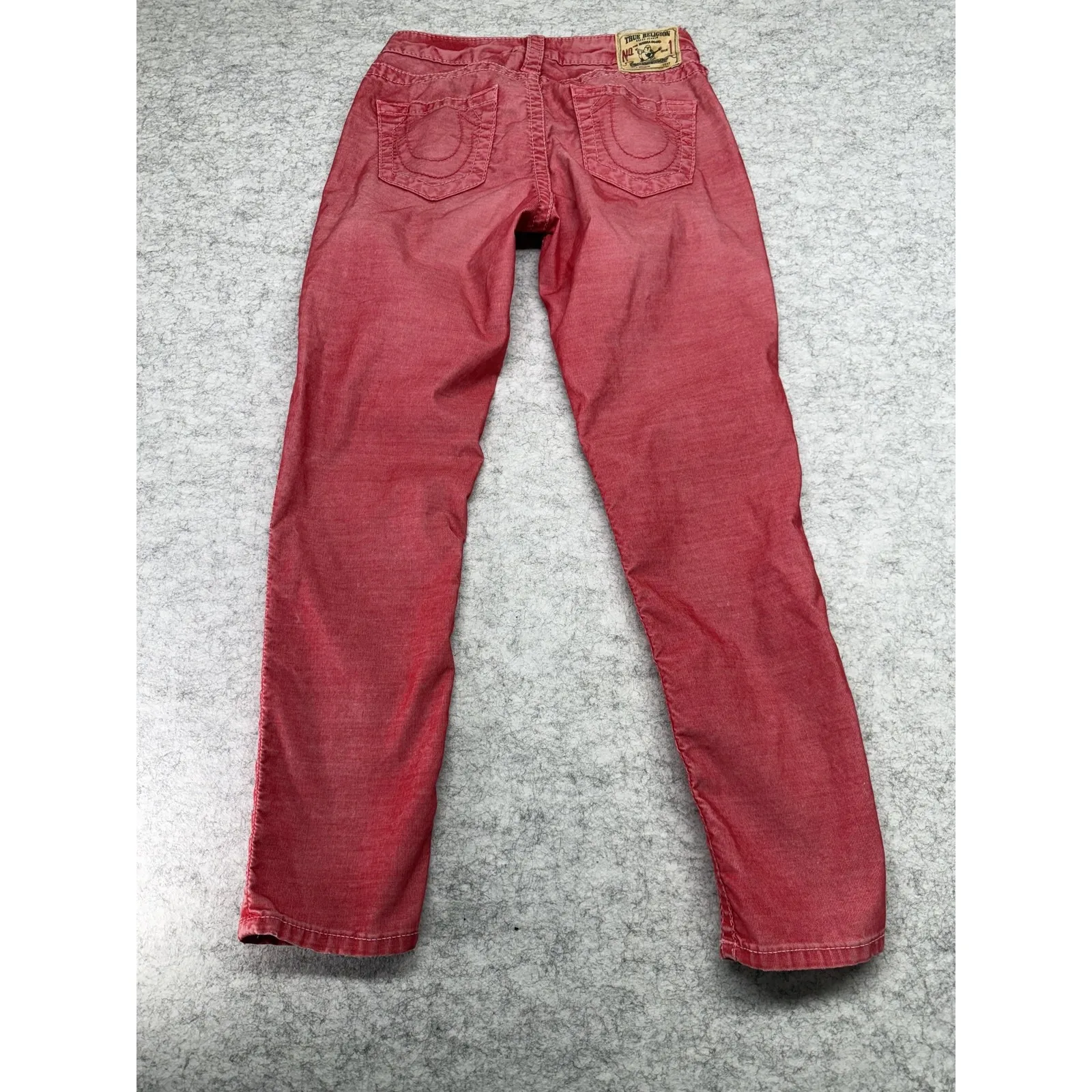 True Religion Jeans Womens 26 Red Corduroy Slim Straight Pants Buddha Brand Logo - Image 9