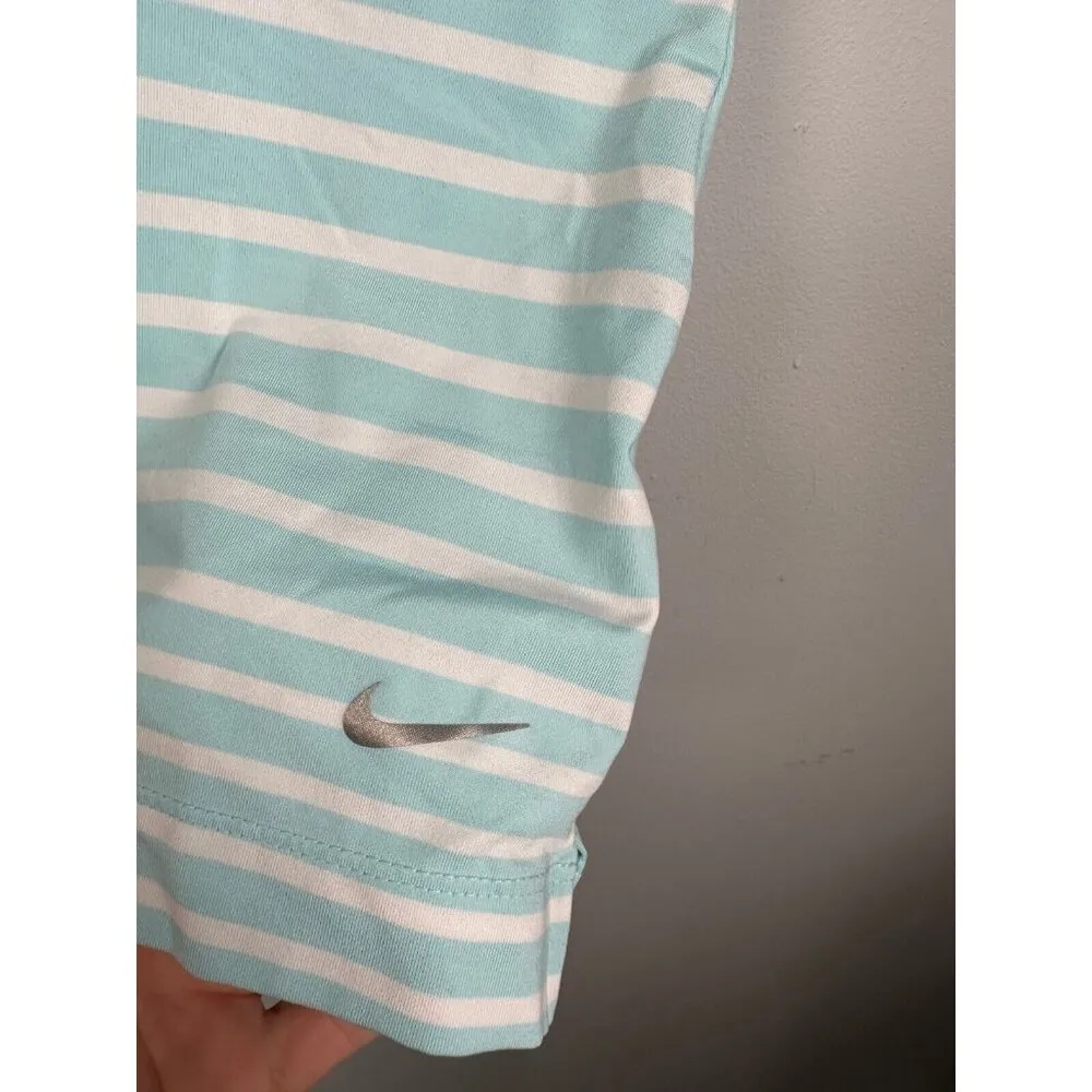 Nike Golf Womens Top Medium US Open Championship Shirt Short Sleeve Striped Blue - Image 15