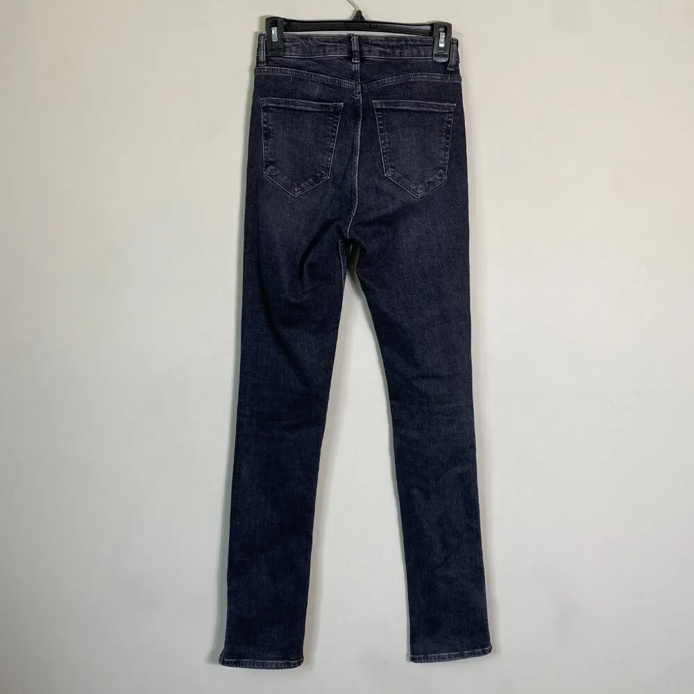 ZARA  Split Hem Flare Black Denim Jeans Women's Size 4 High Rise Neutral Stretch - Image 13