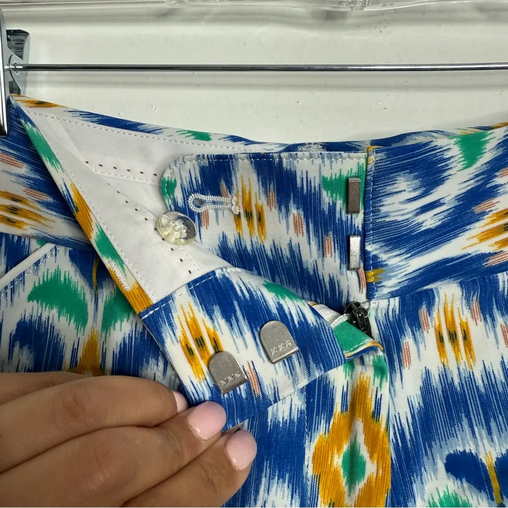 Peter Millar Wicking Pants Women's 6 Cropped Golf Cotton Blend Blue White - Image 4