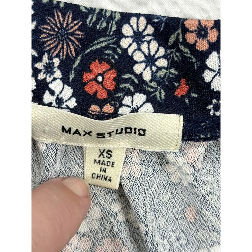 Max Studio Tiered Maxi Dress Size XS Smocked Top Puff Sleeve Prairie Flower - Image 5