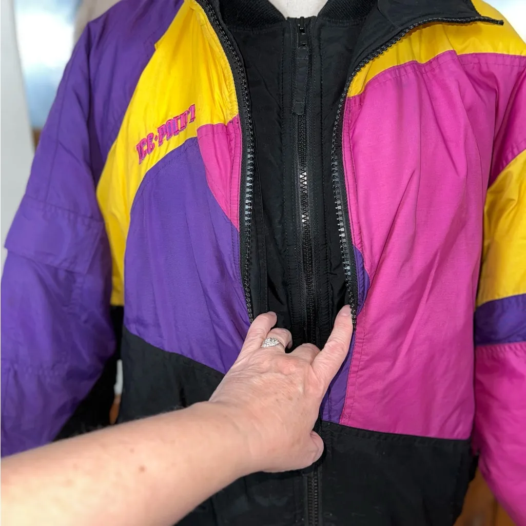 Super Cool Vintage 1980s/90s Ice Point Ski Puffer Jacket! Pink Size M - Image 3