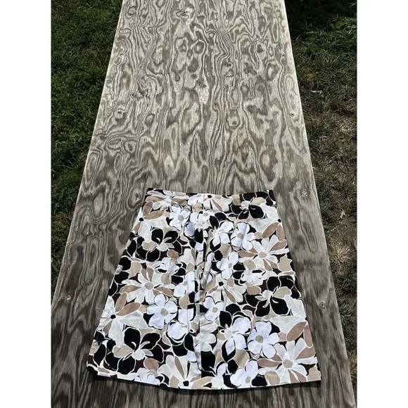Briggs New York Floral‎ Skirt Boho Women's 16 Vintage White Brown Black - Image 2