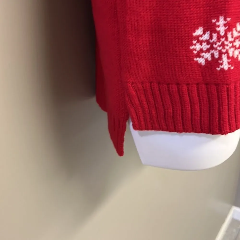 United States Sweater Red Christmas Crewneck Sweater with Reindeer & Bells-Small - Image 5