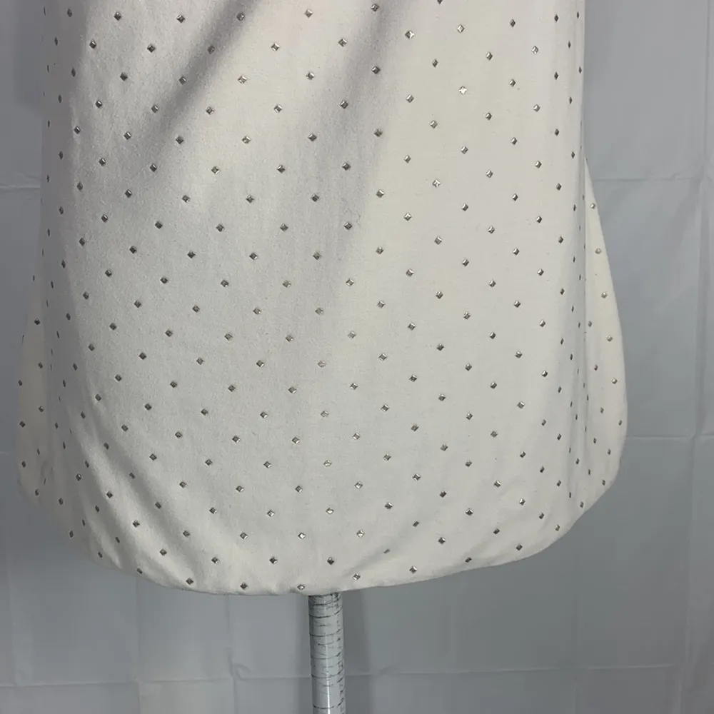 White House Black Market Silver Studded Cream Draped Neck Sleeveless Top… - Image 3