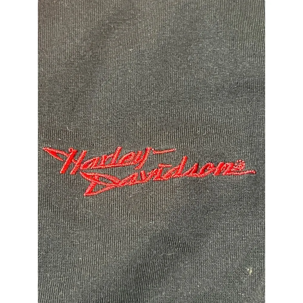 Vintage Harley Davidson Cropped Zip Up V Neck Jacket Stripe Bedazzled Size XL - Image 2