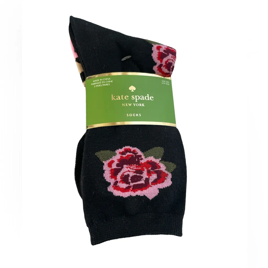 Kate Spade New York Women’s Classic Colorful Crew Socks 3 Pairs - NEW - Image 2