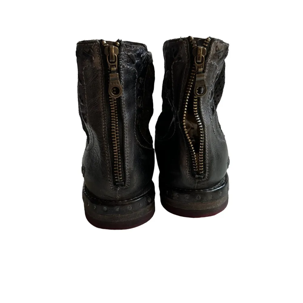 Bed Stu  Baylene Leather Perforated Suede Leather Black Ankle Booties size 10 - Image 7