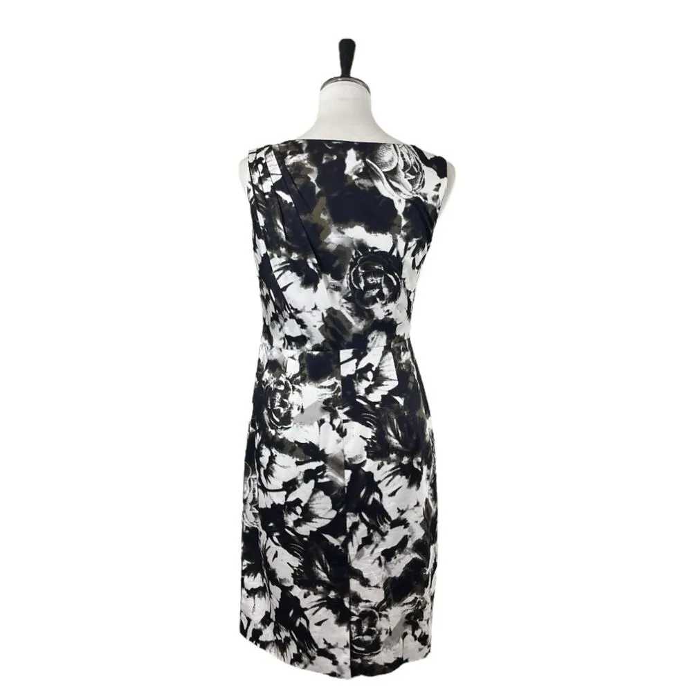 Ann Taylor Sheath Dress Sleeveless Black Cream Abstract Floral Women’s Size 6 - Image 6