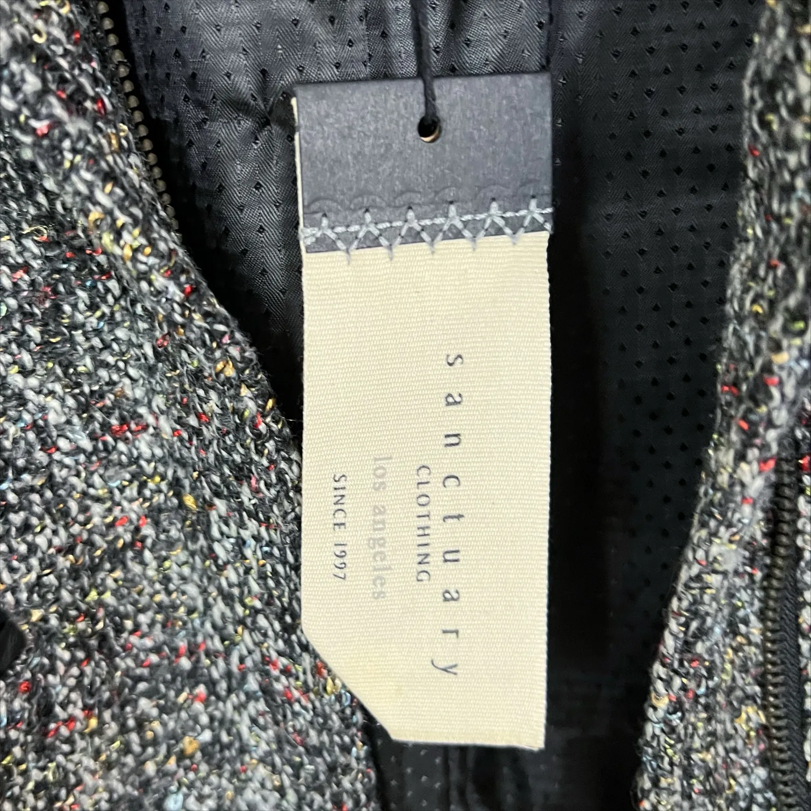 NWT Sanctuary Black Marled Knit Zip Front Cropped Blazer Jacket Size Large - Image 9