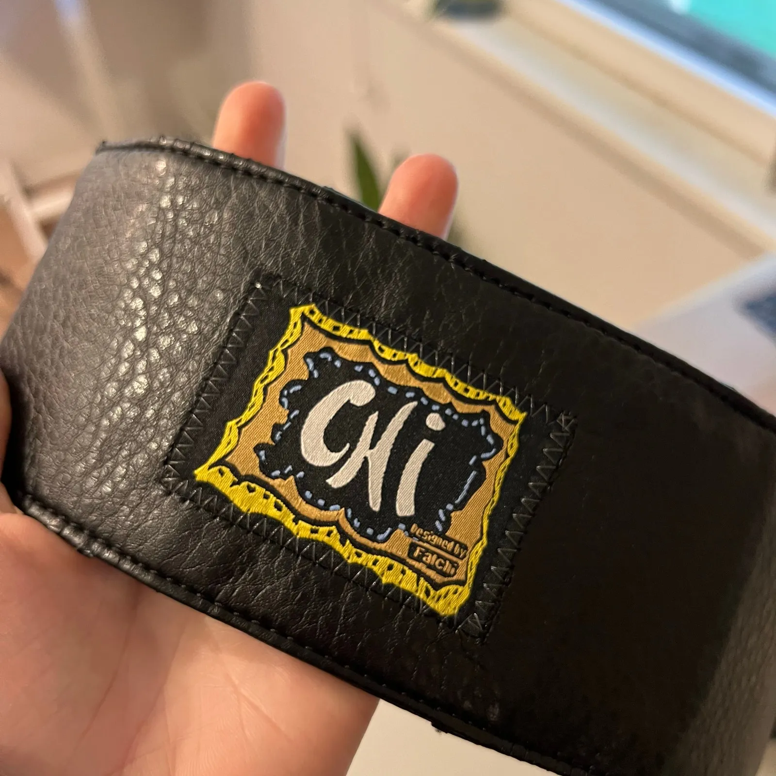 Chi Designed by Carlos Falchi Black Genuine Leather Snake Skin Belt Free Size - Image 5