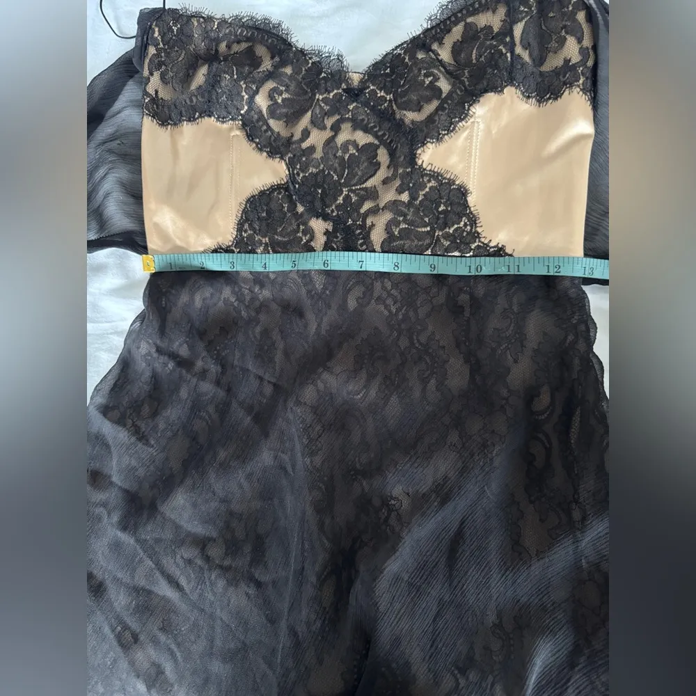 Elie Tahari Strapless Silk Chiffon Cocktail Gown Black Gold Size 0 XS (Altered) - Image 9