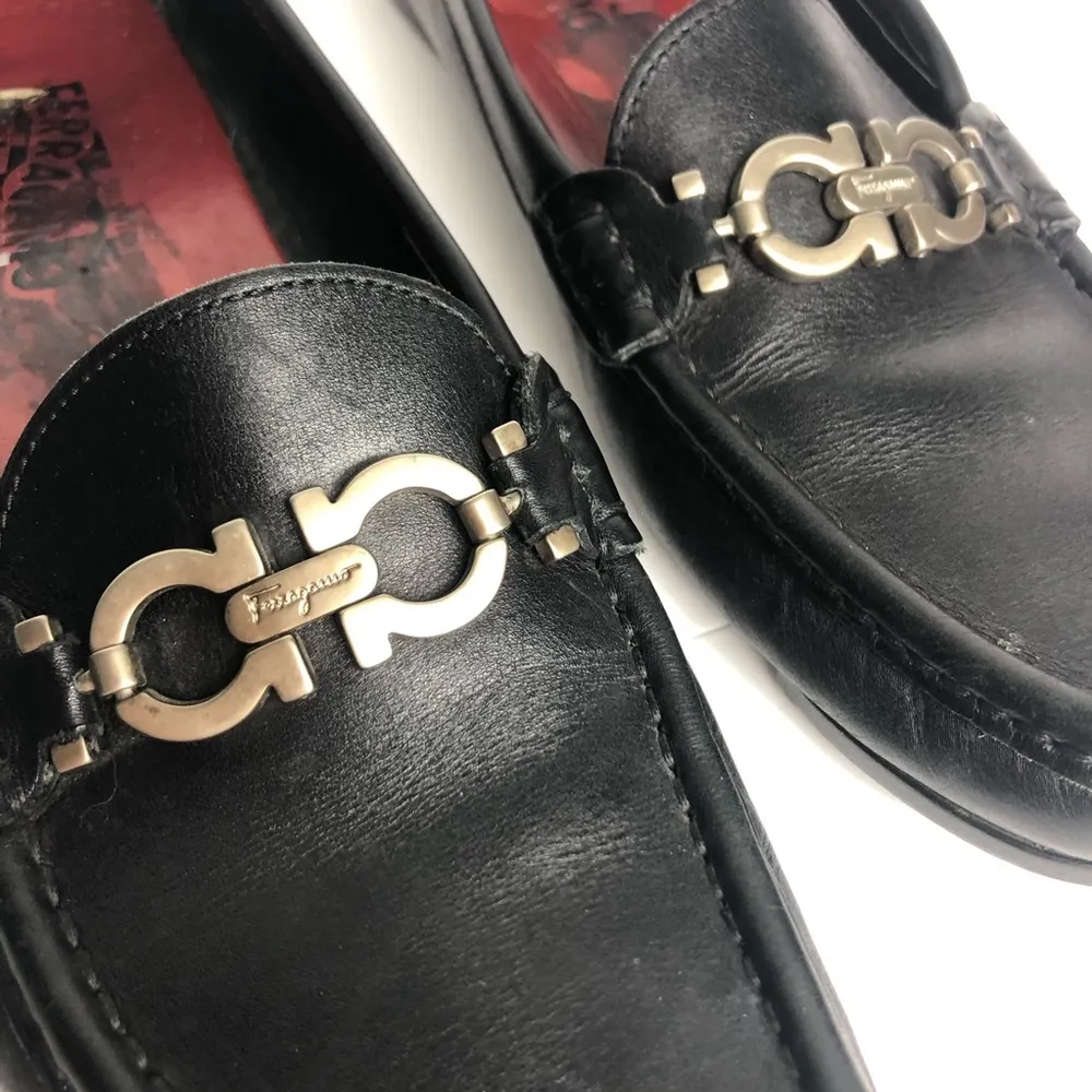 Salvatore Ferragamo Black Leather Driver Loafers - Image 5
