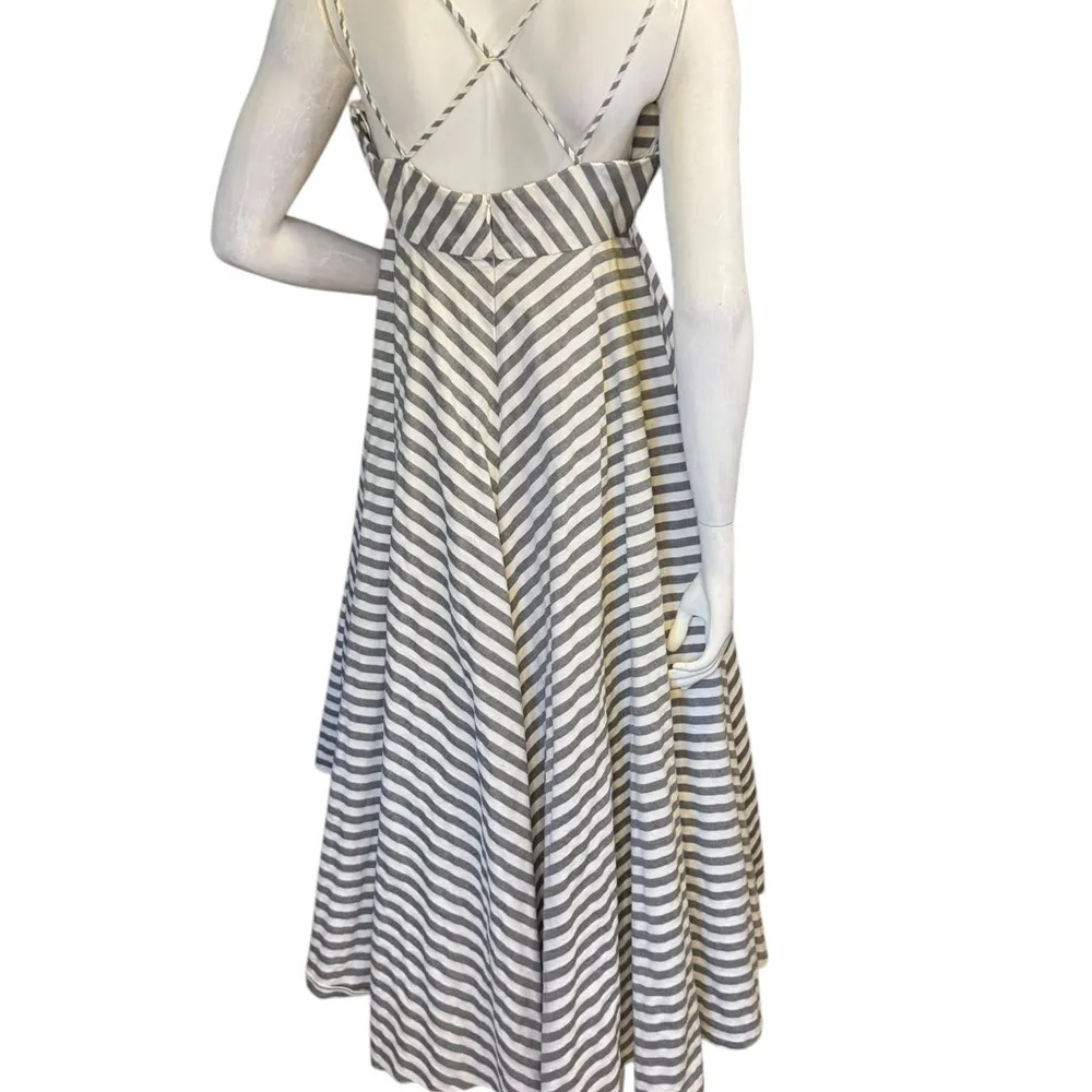 Milly Mitered Trapeze Dress White/Blue Striped Dress Size 8. - Image 4