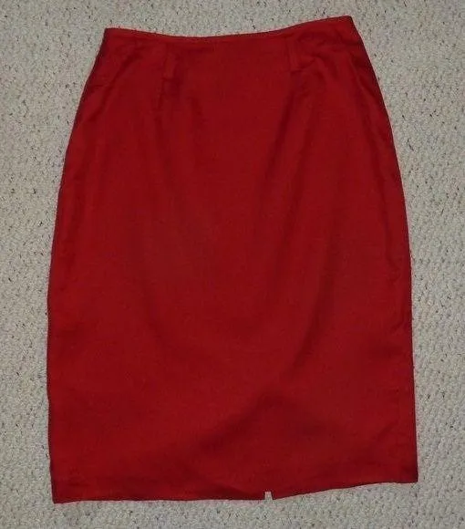Linda Allard  Red 100% Silk Short Skirt, 6 8, New - Image 5