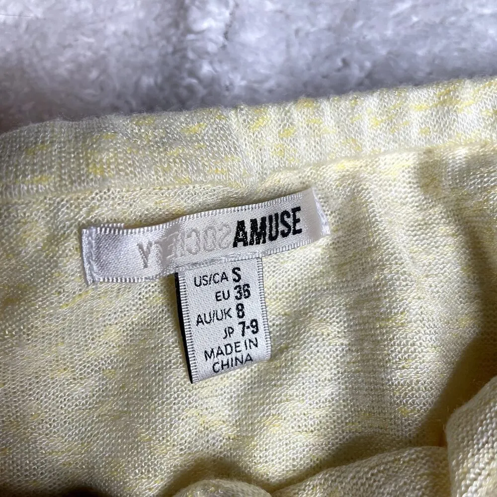 Amuse‎ Society Off The Shoulder Ruffle Crop Top Long Sleeve Yellow Size S - Image 4