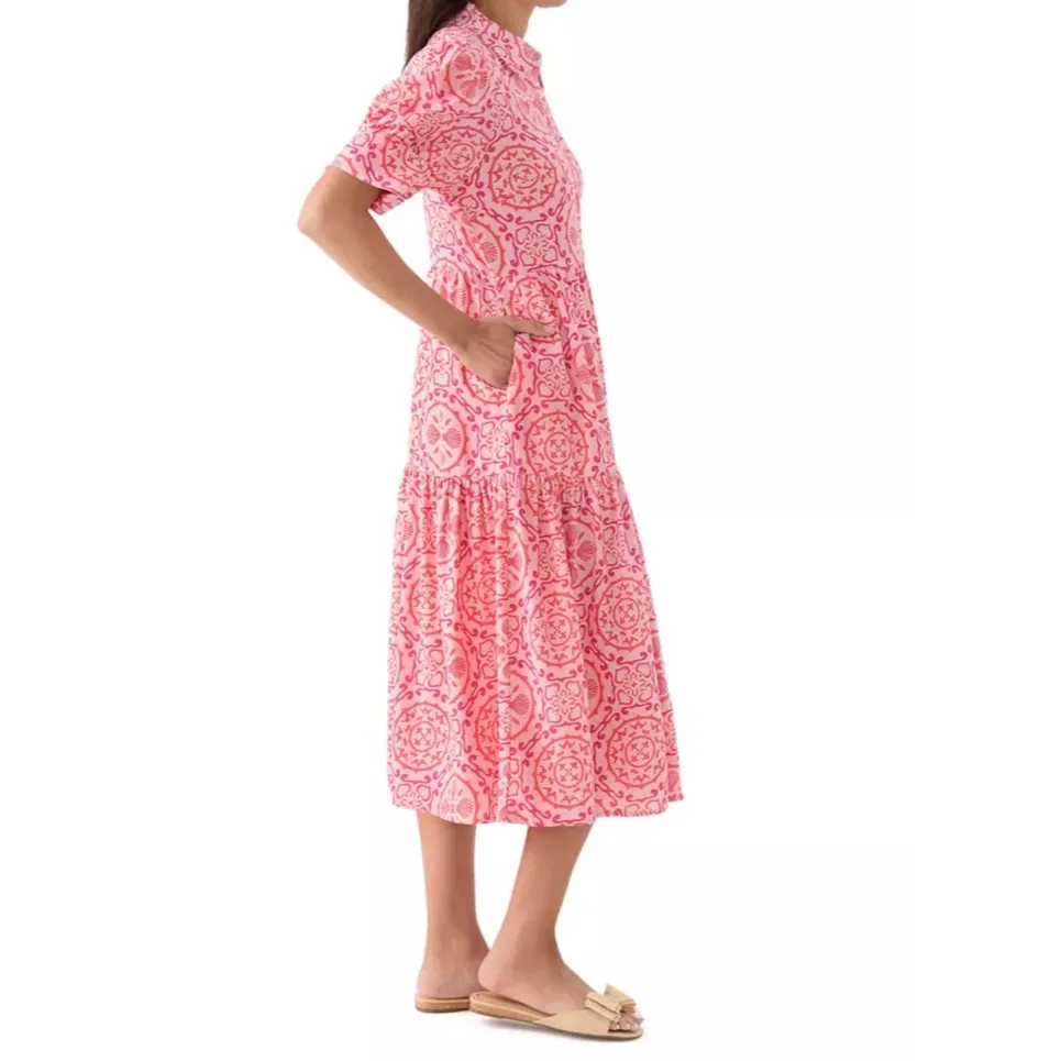 Crown & Ivy pink shells tired shirt dress Large NWT - Image 3