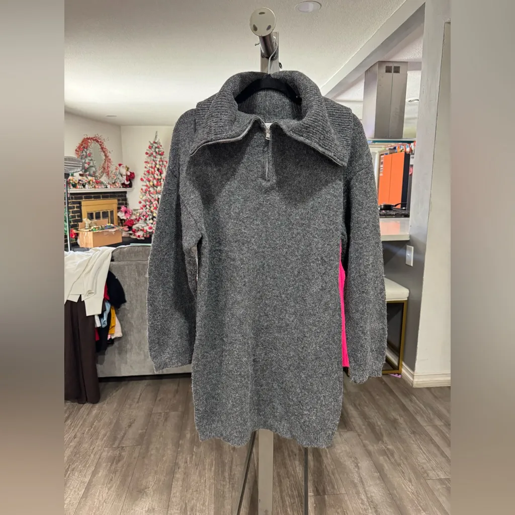 All in Favor Charcoal Long Sleeve Dress - Image 4