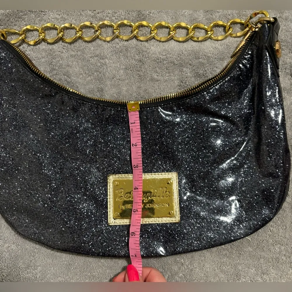 Betseyville by Betsey Johnson Black Sparkly Bag/Purse - Image 11