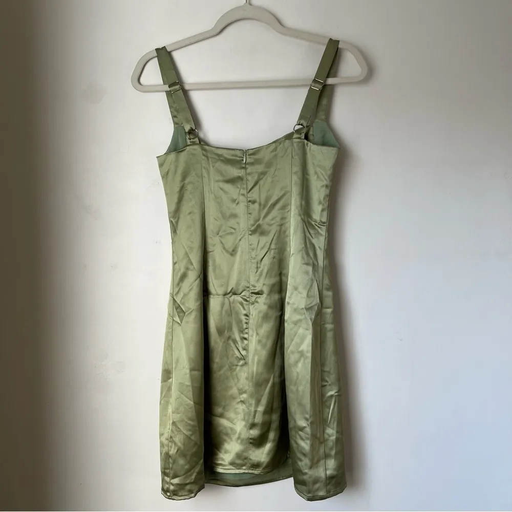 Princess Polly Matcha Green Satin Cut Out Mini Dress 4 - Image 6
