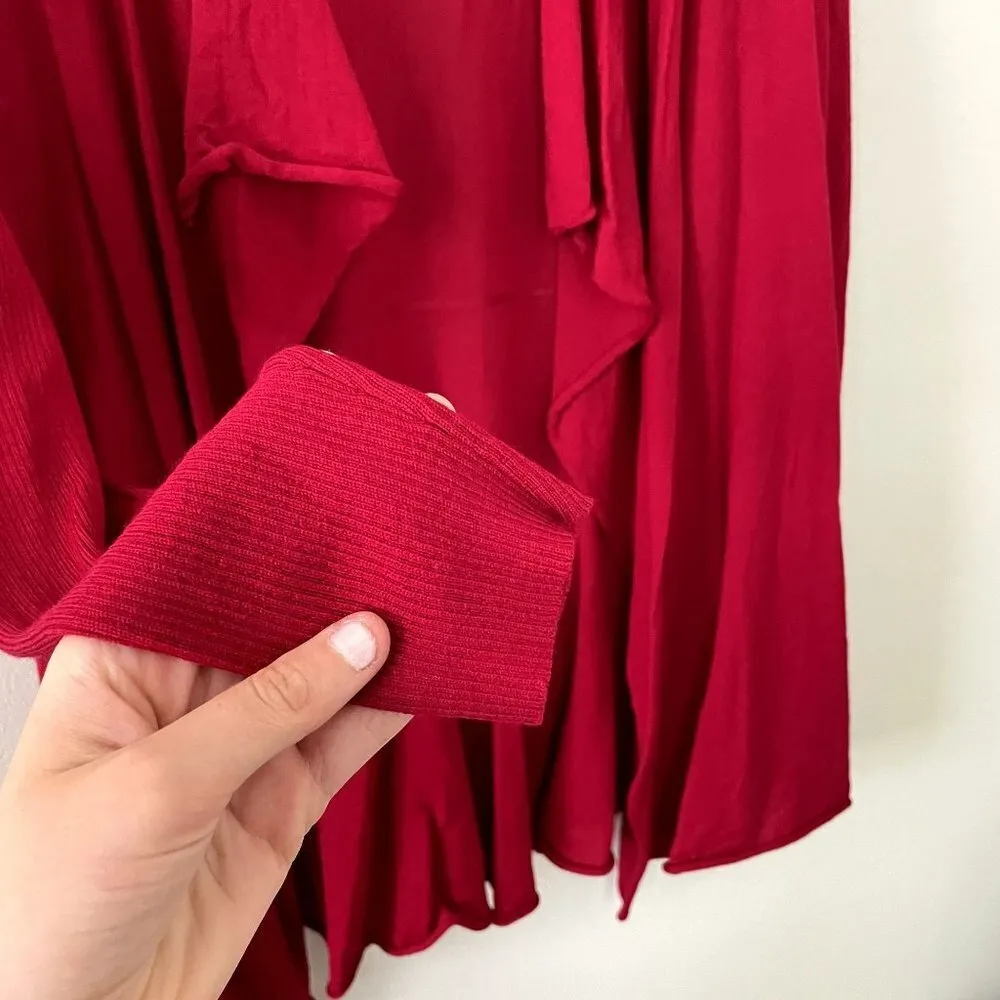 Eileen Fisher lightweight red cardigan knit classic comfortable style large - Image 2